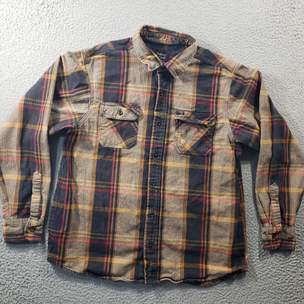 Redwood Creek Shirt Men's XL Extra Large Flannel Button Up Plaid Shacket Cotton